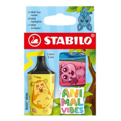 Zv�raz�ova�, sada, 2-5 mm, STABILO "Boss Mini Animal Vibes", 3 r�zne farby