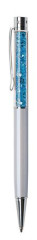 Gu���kov� pero, kr�movo-biela, vrch aqua modr�, plnen� SWAROVSKI� kri�t�mi, 14 cm, ART CRYSTELLA�