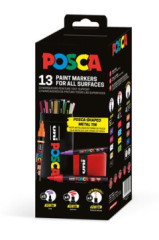 Dekora�n� popisova�, sada, v kovovej krabi�ke, UNI "Posca", 13 r�znych farieb