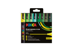 Dekora�n� popisova�, sada, 1,8-2,5 mm, UNI "Posca PC-5M", 8 r�znych zelen�ch farieb