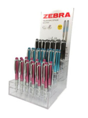 Gukov pero, displej, 0,24 mm, teleskopick, nehrdzavejca oce,, ZEBRA "Telescopic Metal Stylus", modr