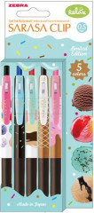 Glov pero, 0,33 mm, stlac mechanizmus, ZEBRA "Sarasa Clip Ice Cream", 5 rznych farieb