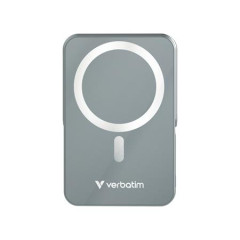 Power banka, extern batria, magnetick (bezdrtov), 10 000 mAh, stojanek, VERBATIM "Charge n Go", siv